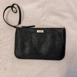 Kate Spade Black Crossgrain Leather Wristlet
